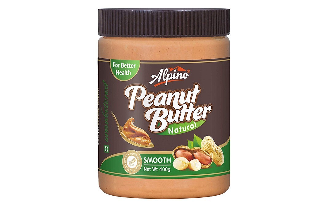 Alpino Unsweetened Peanut Butter Natural Smooth   Plastic Jar  400 grams